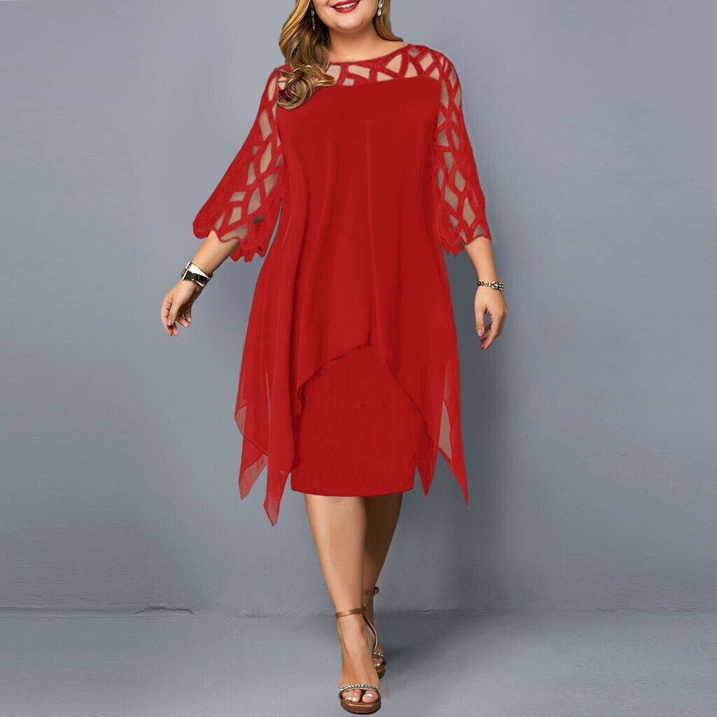 CURVY CHIC – Fließendes Midi-Kleid in Übergröße