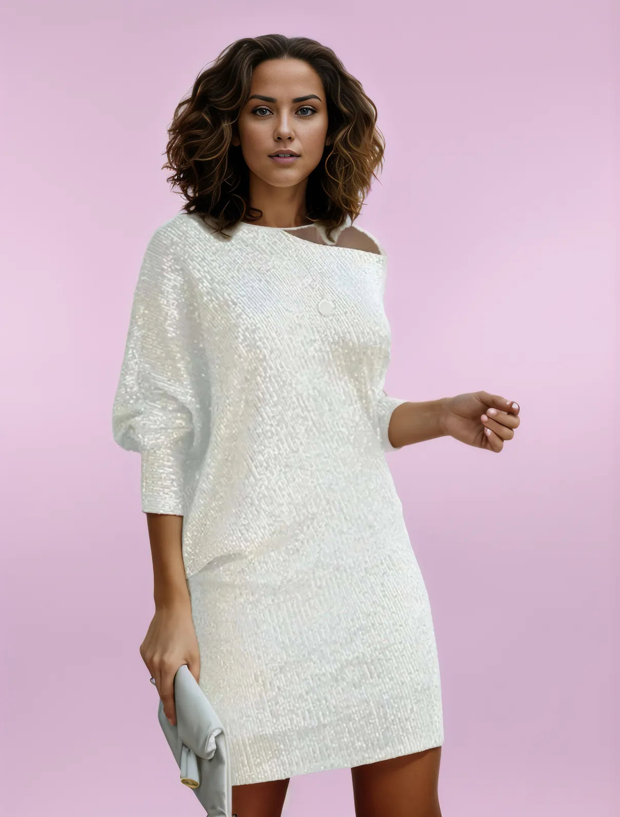 Variant image for Damen Abendkleid Off-Shoulder Mini Schwarz Glitzernd Pailletten Cocktailkleid-25