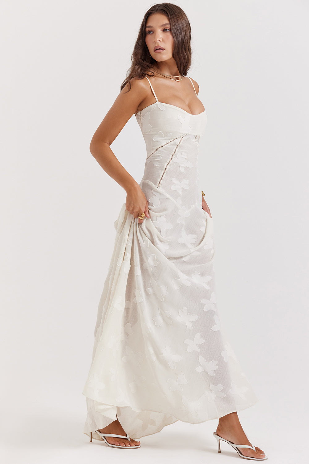 ELEGANT CHIC MAXIKLEID – Elegantes Kleid mit V-Ausschnitt und Flügelärmeln