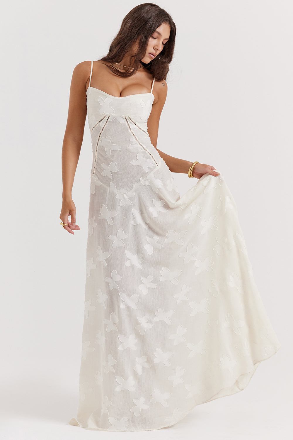 ELEGANT CHIC MAXIKLEID – Elegantes Kleid mit V-Ausschnitt und Flügelärmeln