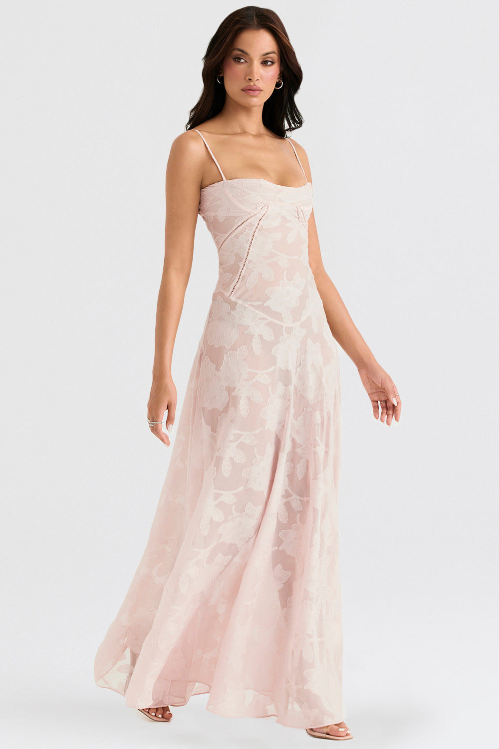 ELEGANT CHIC MAXIKLEID – Elegantes Kleid mit V-Ausschnitt und Flügelärmeln