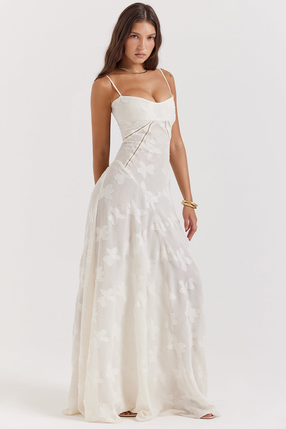 ELEGANT CHIC MAXIKLEID – Elegantes Kleid mit V-Ausschnitt und Flügelärmeln
