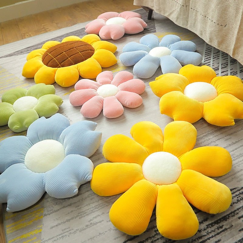 Blumenkissen aus Plüsch in Pastellfarben - Dekoratives Kissen für Kinderzimmer und Leseecken-5
