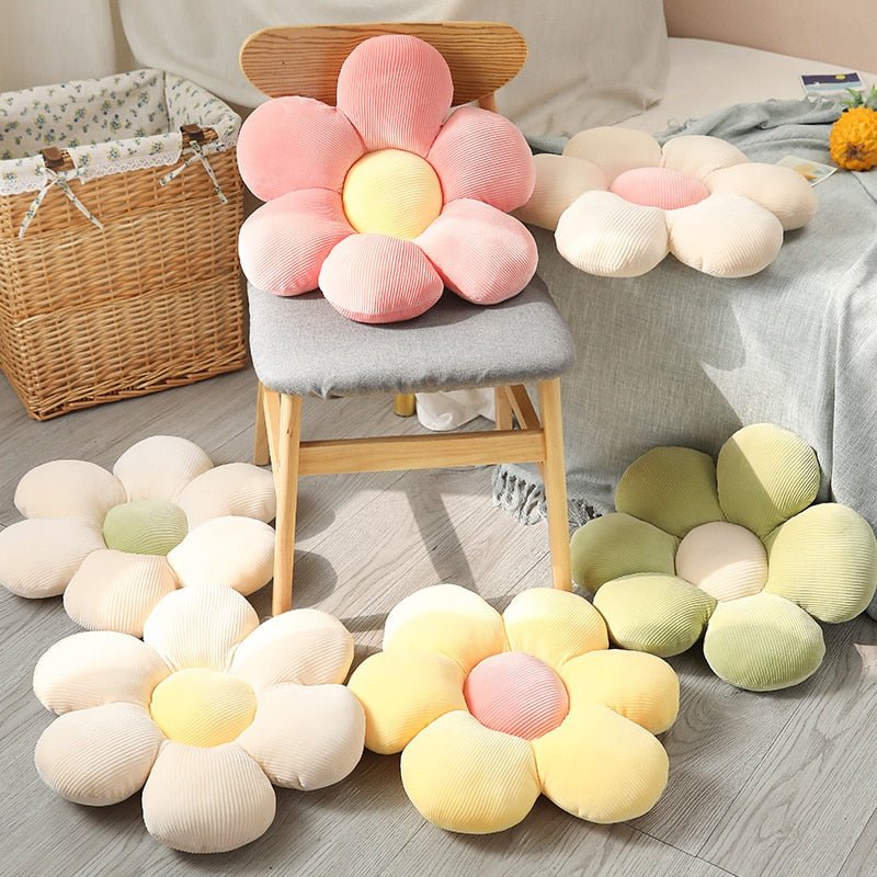 Blumenkissen aus Plüsch in Pastellfarben - Dekoratives Kissen für Kinderzimmer und Leseecken-3