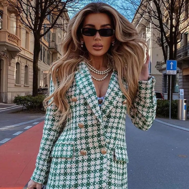 Mari & Olivia - Karierter Tweed-Blazer