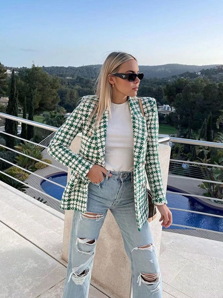 Mari & Olivia - Karierter Tweed-Blazer