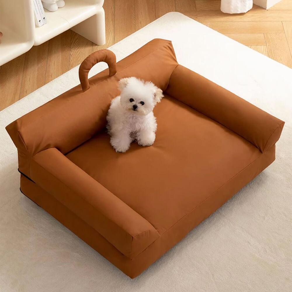 Erhöhtes Haustiersofa mit Ergonomischer Rückenlehne und Wasserdichtem Material - Modernes Bett für Hunde und Katzen, Größe M 65 x 50 x 24 cm-1