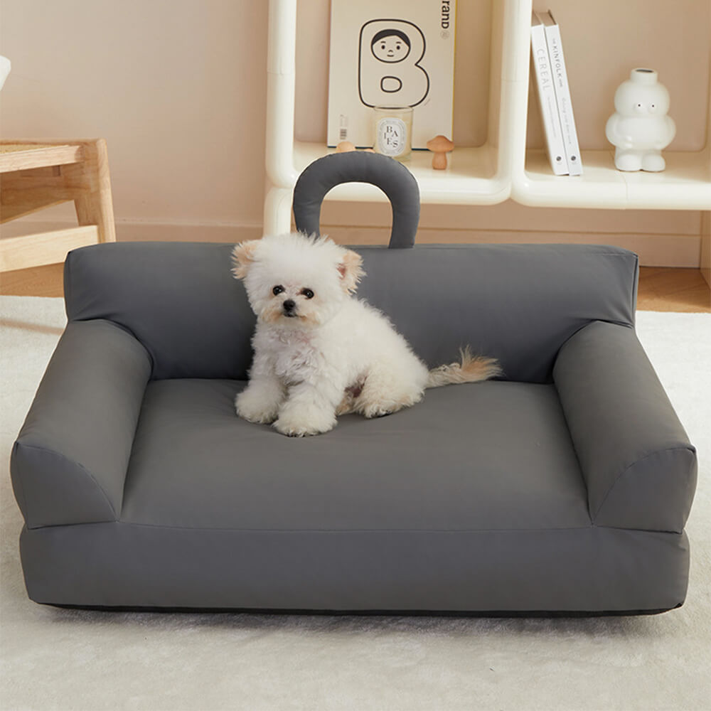 Erhöhtes Haustiersofa mit Ergonomischer Rückenlehne und Wasserdichtem Material - Modernes Bett für Hunde und Katzen, Größe M 65 x 50 x 24 cm-3