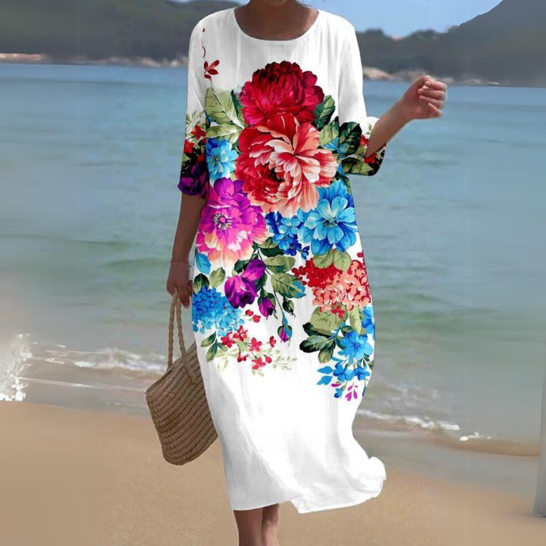 ARIA – Zeitloses Elegantes Midikleid mit Taillengürtel