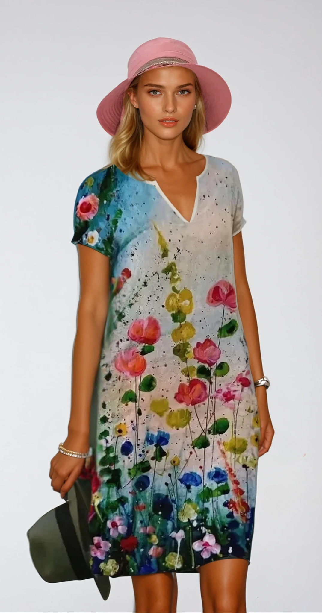 SERAPHINA – Elegantes V-Ausschnitt Sommerkleid aus Baumwolle