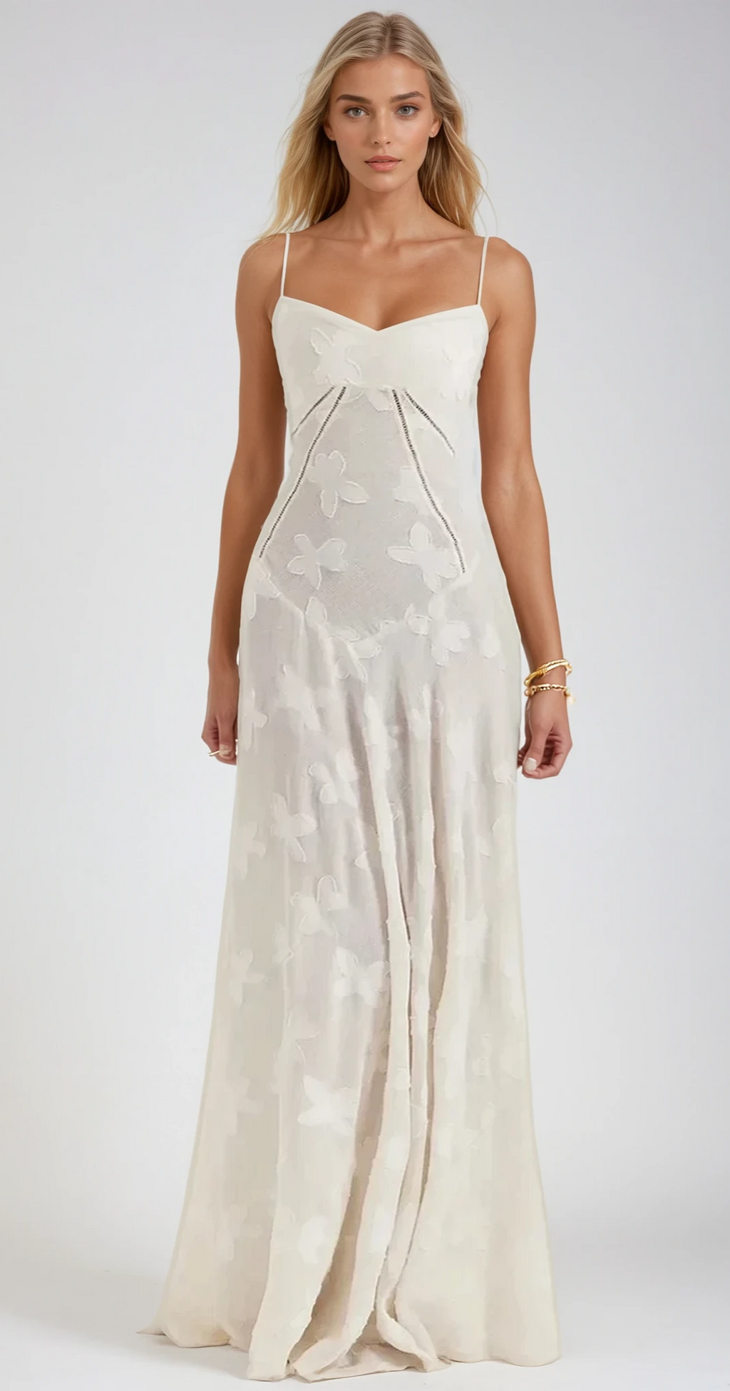 ELEGANT CHIC MAXIKLEID – Elegantes Kleid mit V-Ausschnitt und Flügelärmeln