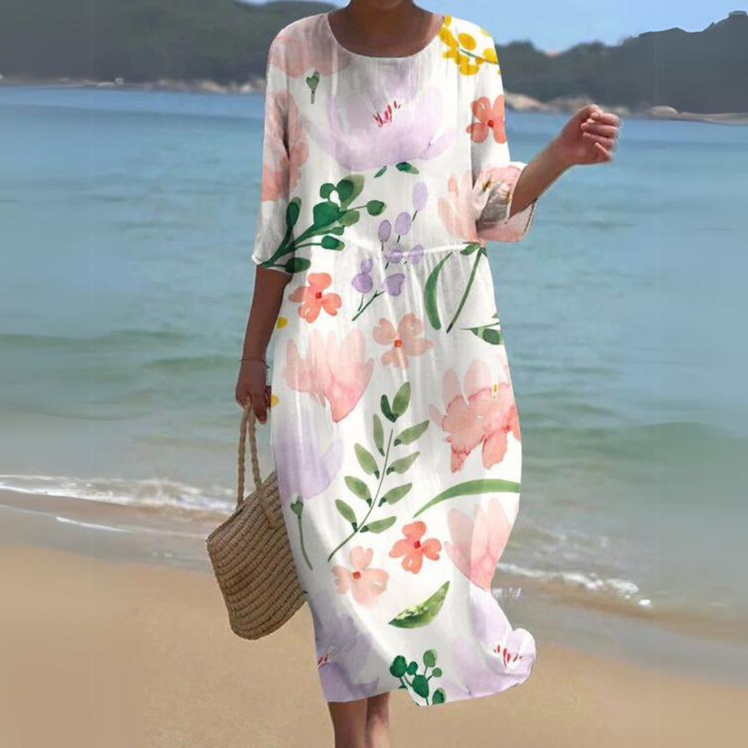 ARIA – Zeitloses Elegantes Midikleid mit Taillengürtel