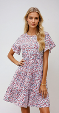 FLORAL DREAM – Kleid mit Stufenrock und Volantärmeln