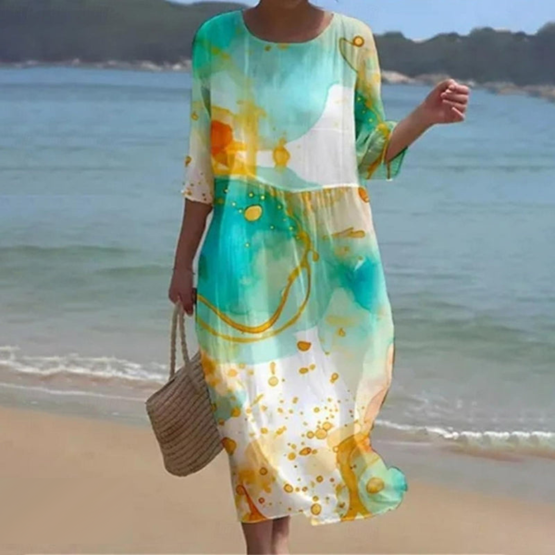ARIA – Zeitloses Elegantes Midikleid mit Taillengürtel