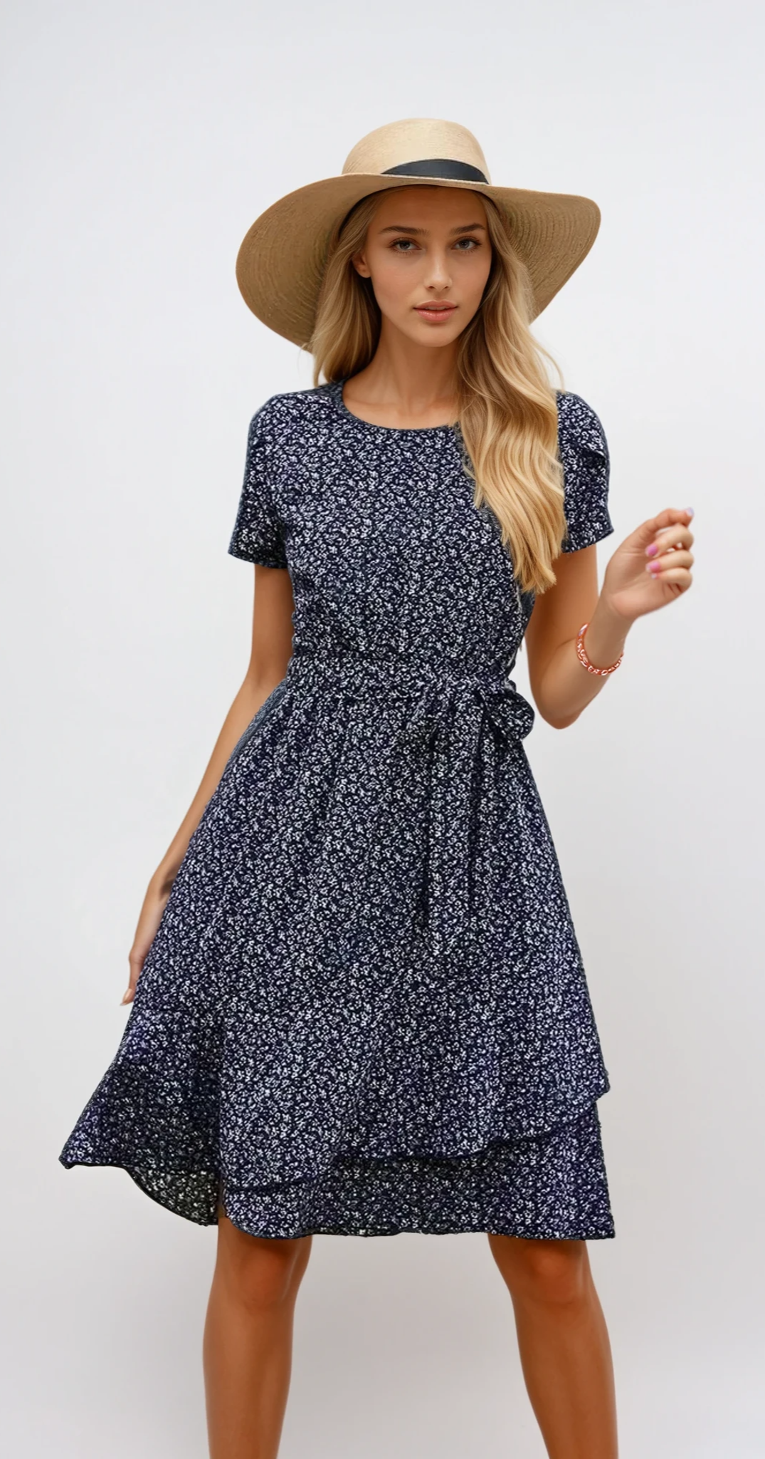 FLORAL PETAL – Mini Kleid mit Gürtel und Blumenärmeln