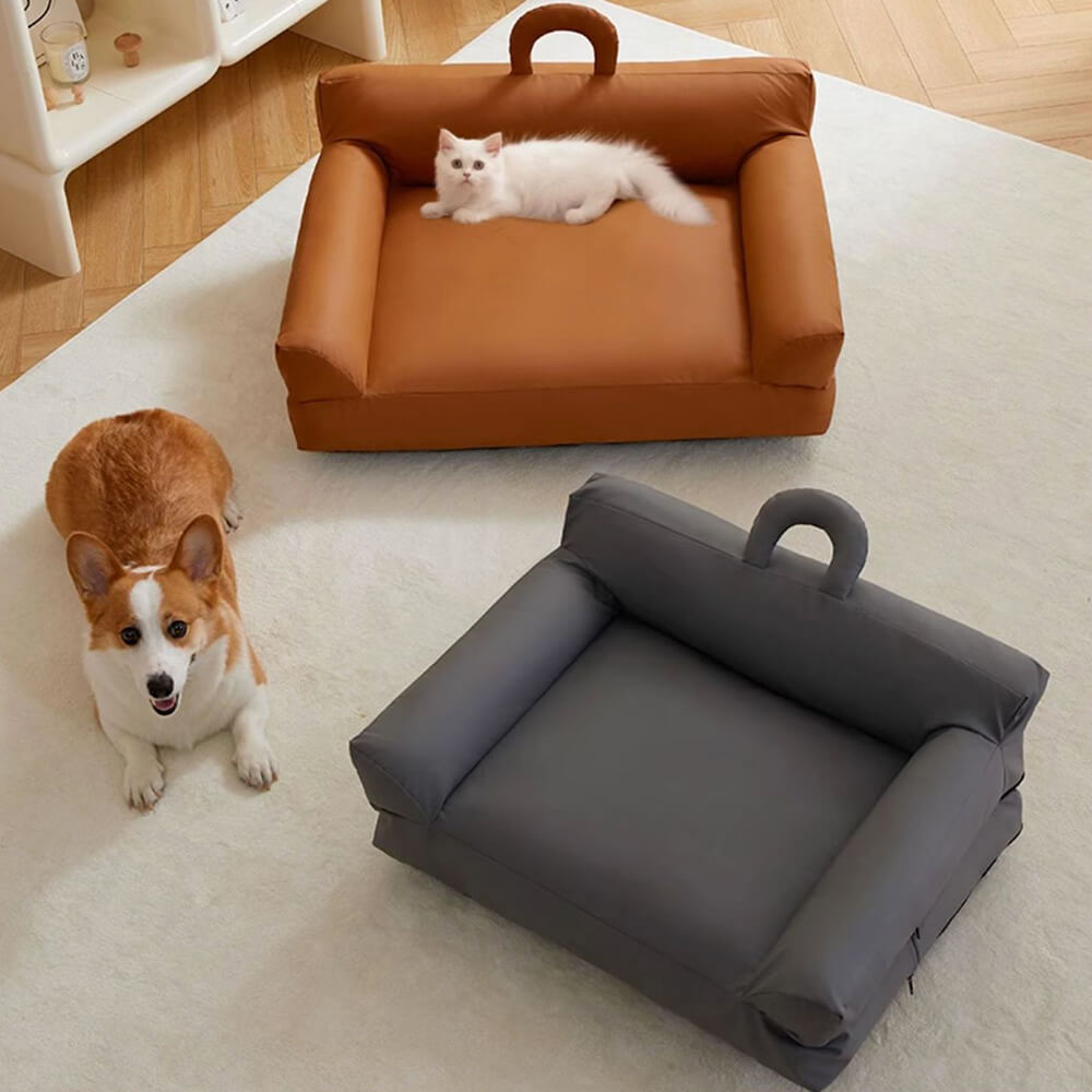 Erhöhtes Haustiersofa mit Ergonomischer Rückenlehne und Wasserdichtem Material - Modernes Bett für Hunde und Katzen, Größe M 65 x 50 x 24 cm-2