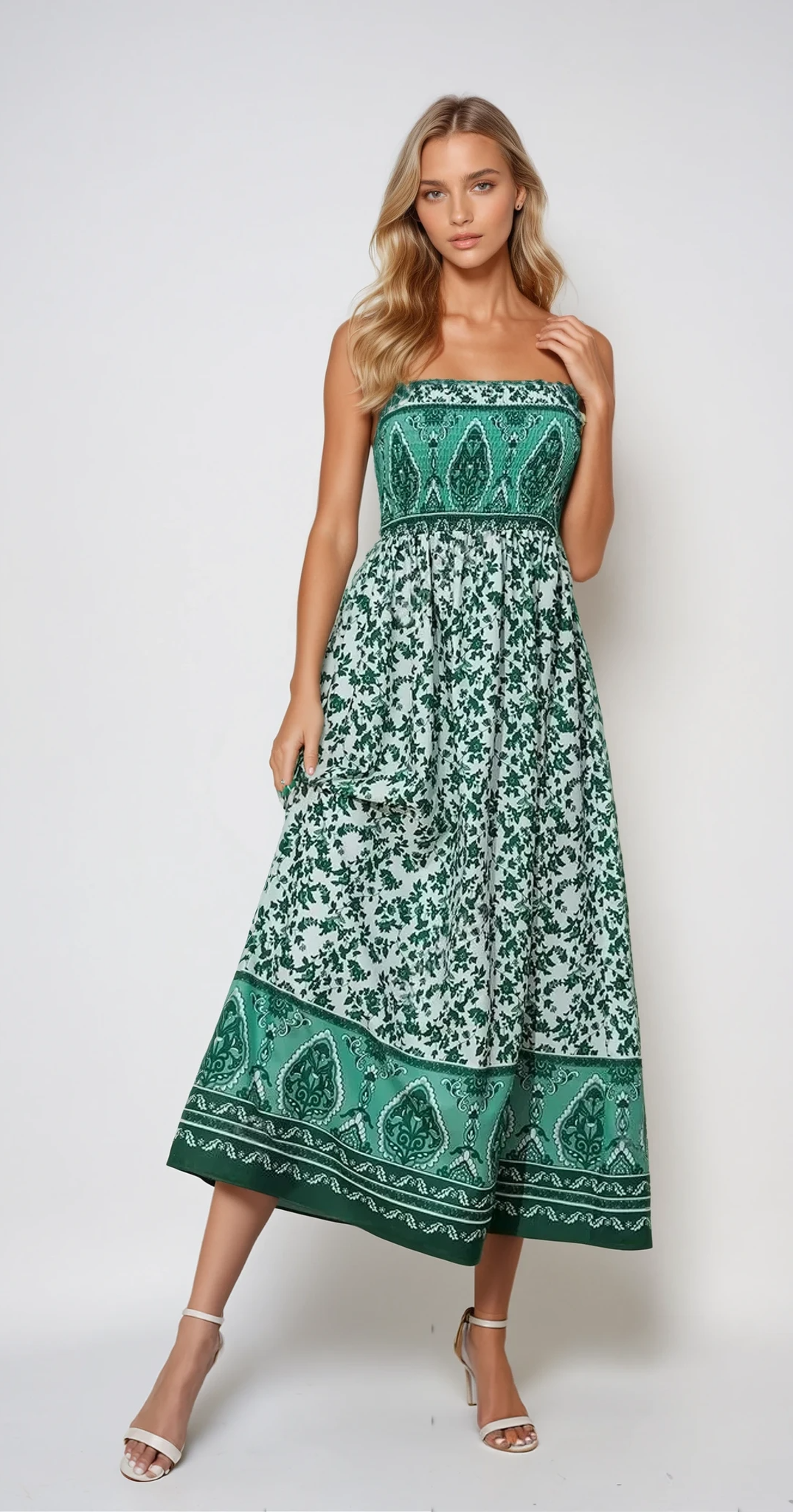 ELODIE – Elegantes Blumenkleid mit Spaghettiträgern