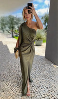 Variant image for Damen Maxikleid Grünes Fließendes Kleid mit Seidigen Ärmeln für Festliche Anlässe-1