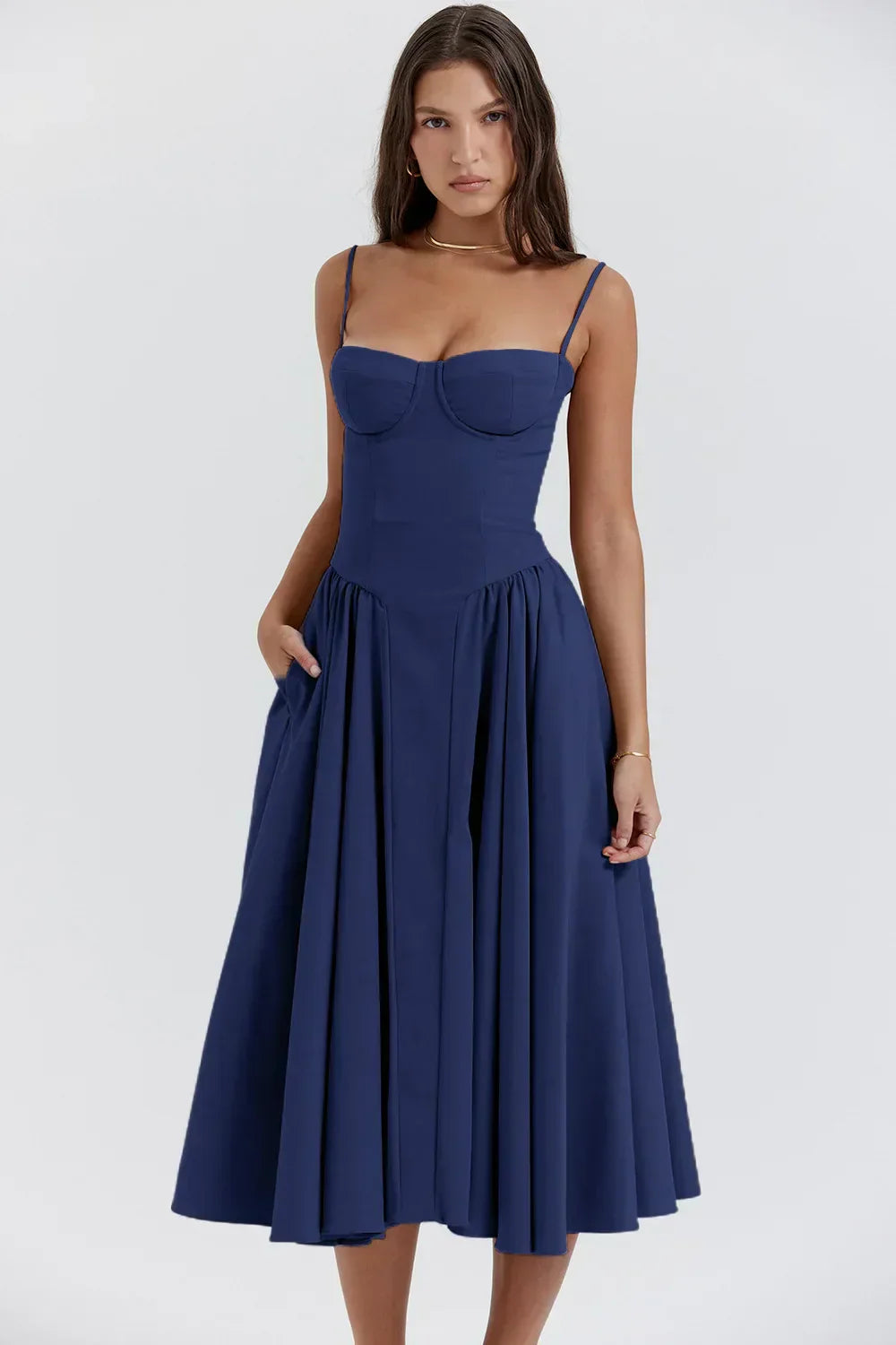 MAYA – Chic Corsagen-Midi-Sommerkleid für besondere Anlässe