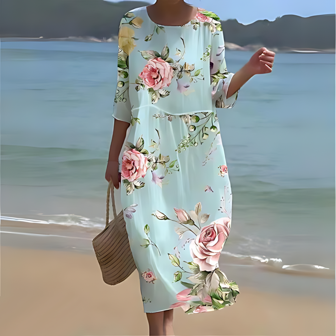 ARIA – Zeitloses Elegantes Midikleid mit Taillengürtel