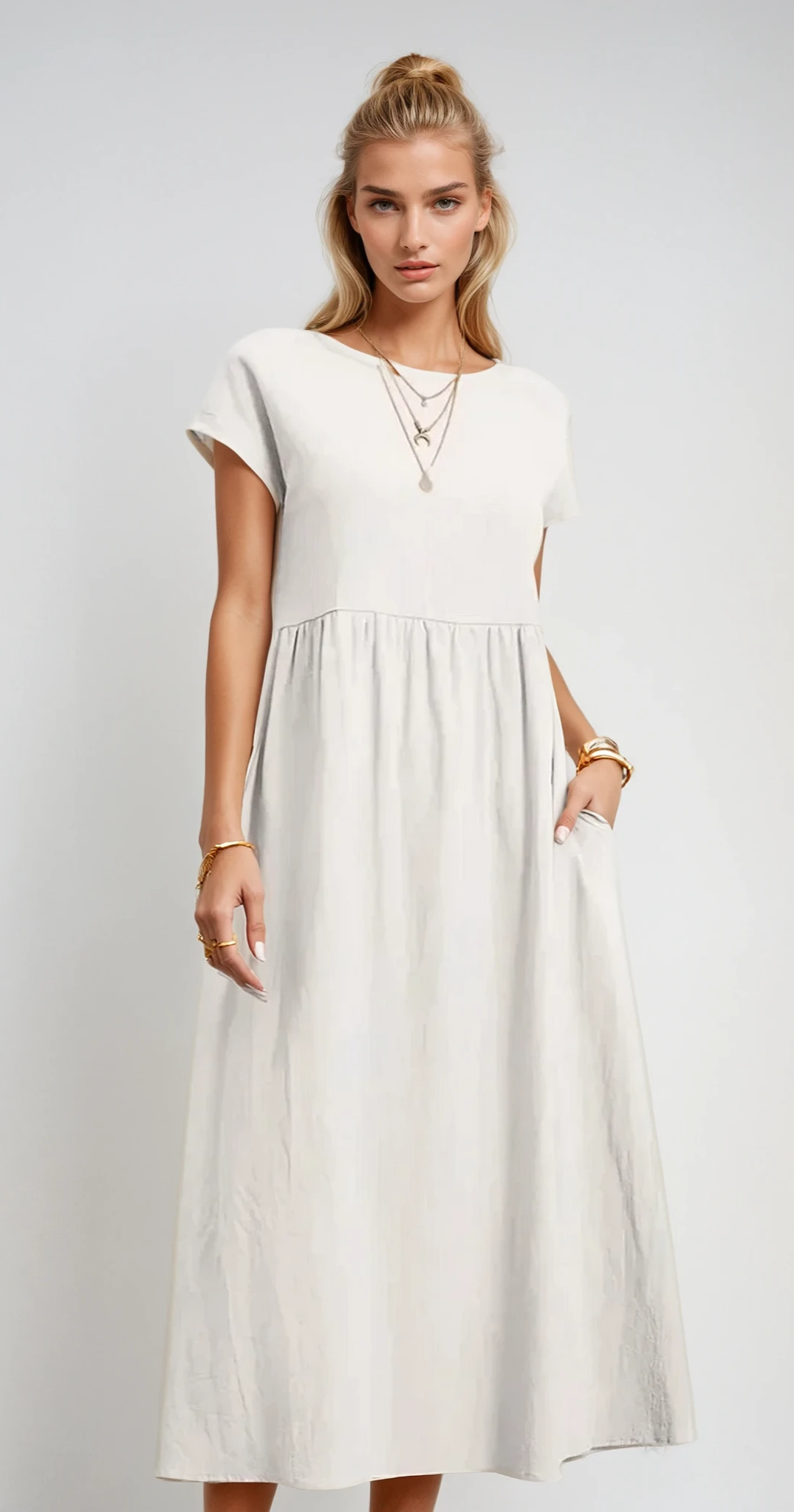 CAMELL – Lässiges Sommerkleid mit Rundhalsausschnitt