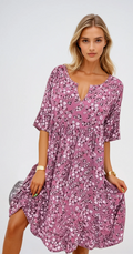 SOPHIE – Midi Kleid mit Blumenmuster und Taillengürtel