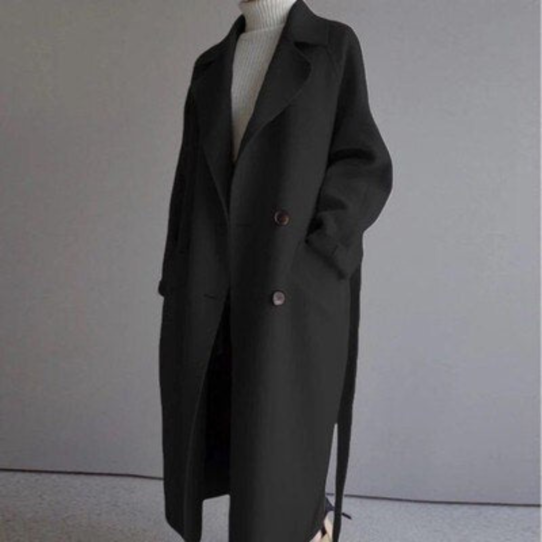 Laura – Eleganter langer Wollmantel für Damen