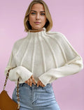 Variant image for Damen Pullover Warm Cropped Mock Neck Weiches Rippenmaterial Langarm S M L XL-1
