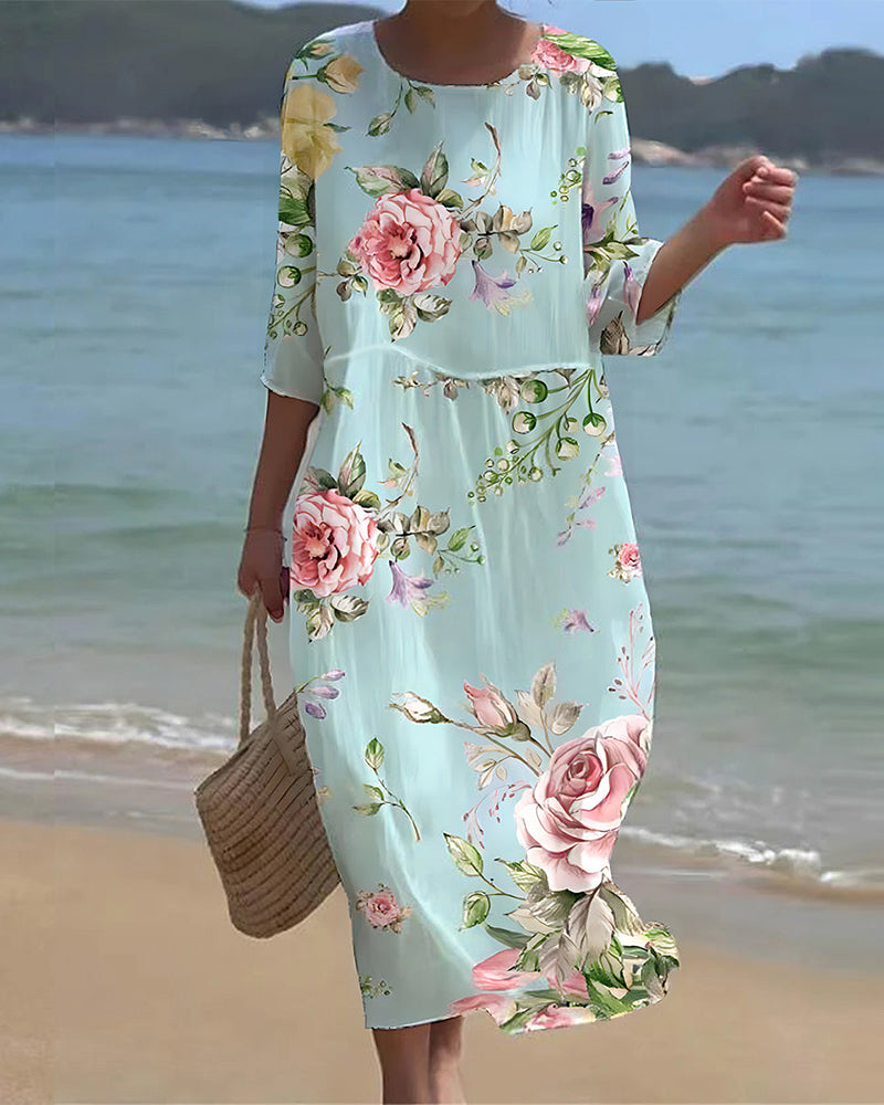Mara – Elegantes Blumenkleid Aus Premium-Baumwolle