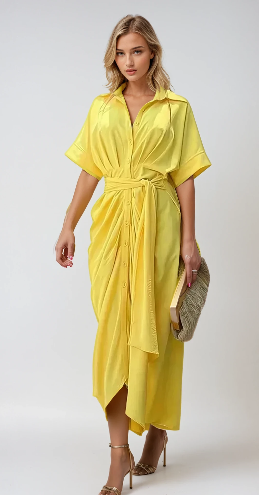 CHIC ELEGANCE – Sommerkleid mit Schleifendetail und V-Ausschnitt