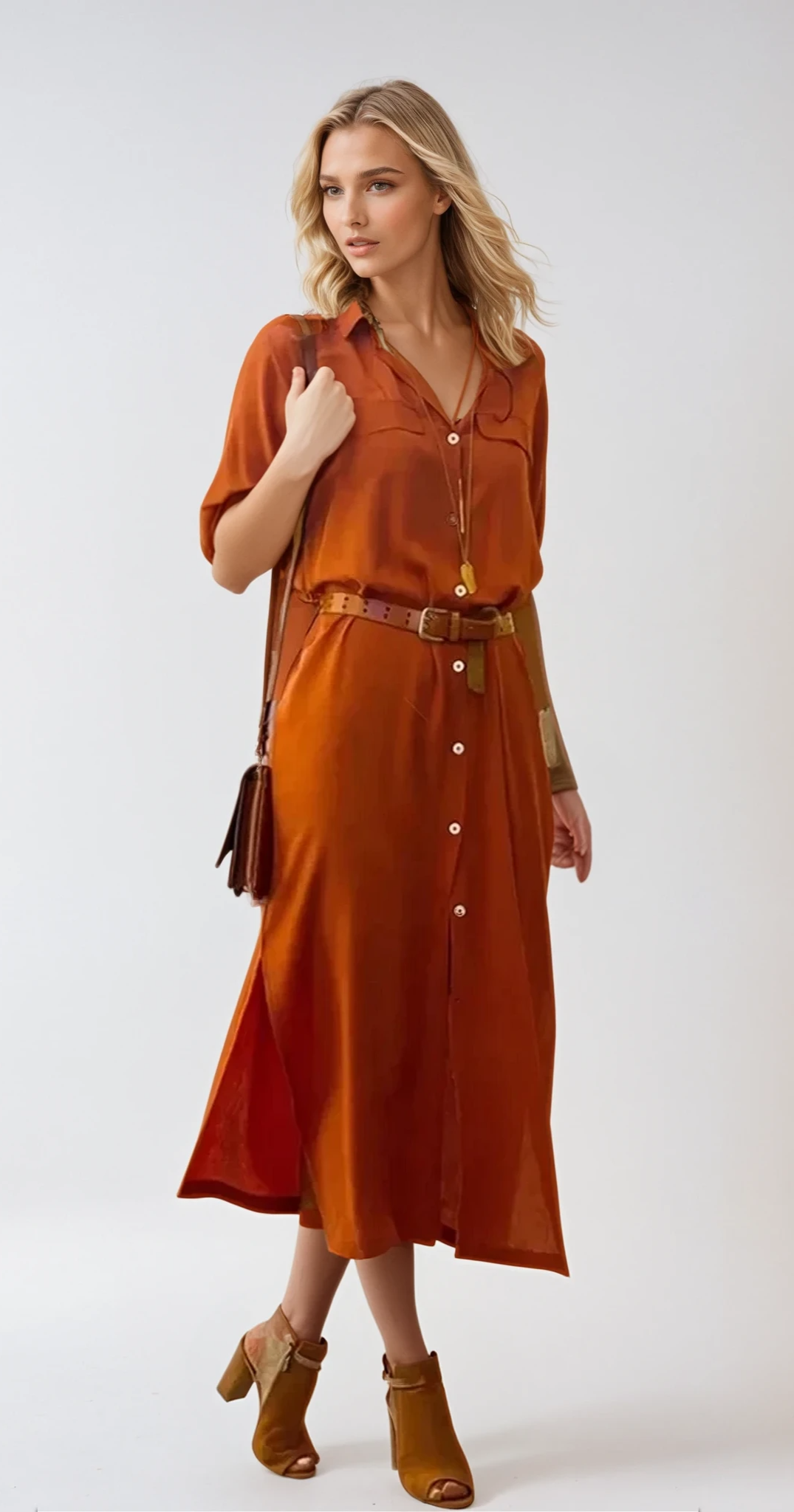 ELENA – Elegantes Sommerkleid aus Leinen mit V-Ausschnitt