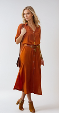 ELENA – Elegantes Sommerkleid aus Leinen mit V-Ausschnitt