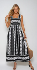 SOMMERBLÜTE – Maxikleid mit Quadrat-Ausschnitt und Druck