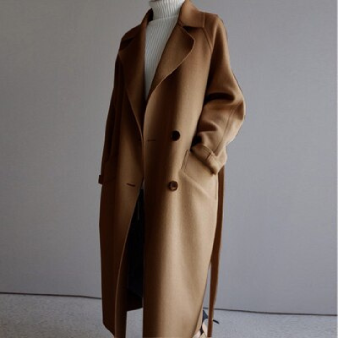 Laura – Eleganter langer Wollmantel für Damen