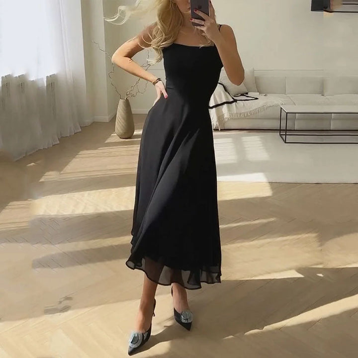 Variant image for Damen Ärmelloses Kleid Einfarbig Festlich Hochzeitsgast S-XL Baumwollmischung-5