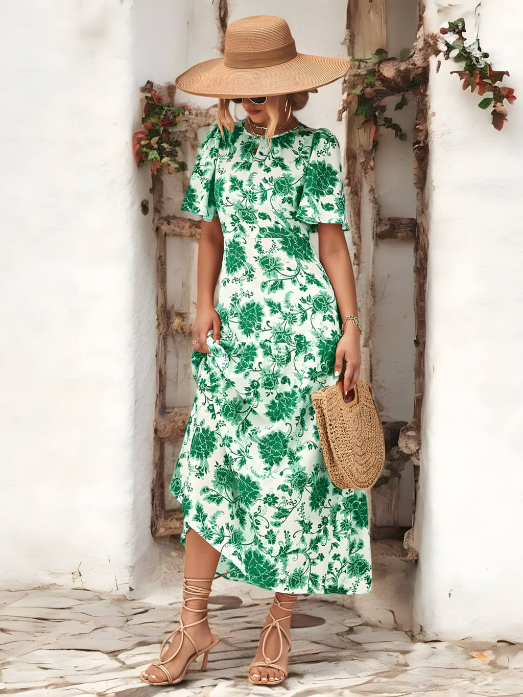 BLOOM HAVEN – Rückenfreies Sommerkleid mit Bindung