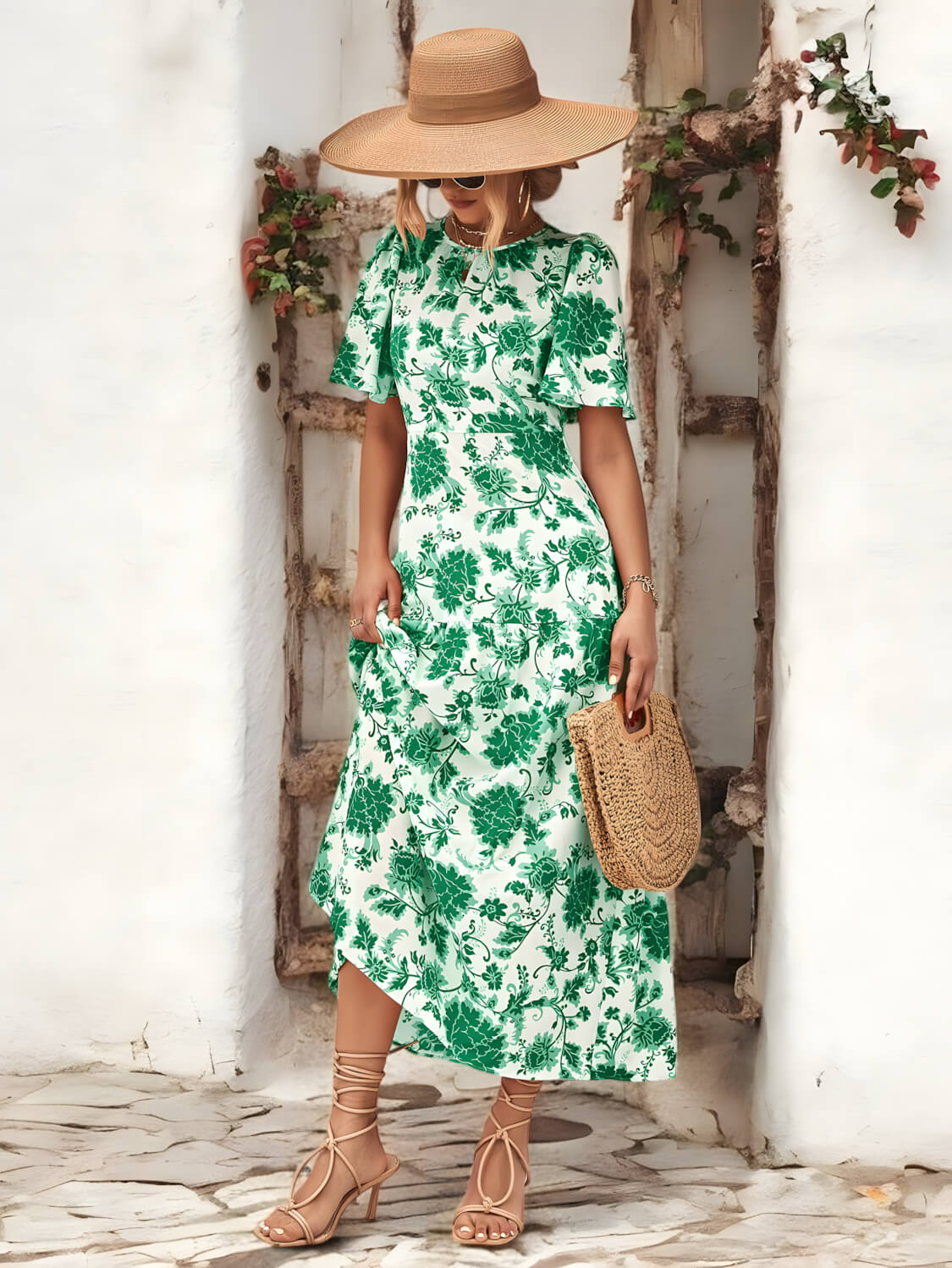 BLOOM HAVEN – Rückenfreies Sommerkleid mit Bindung