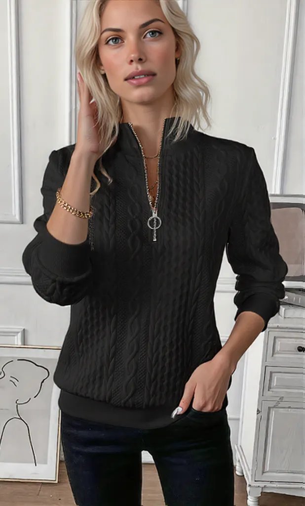 Variant image for Damen Pullover Baumwolle Regular Fit Mit Reißverschluss Modernes Design In S-2XL-11