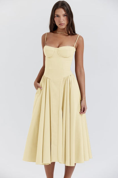MAYA – Chic Corsagen-Midi-Sommerkleid für besondere Anlässe