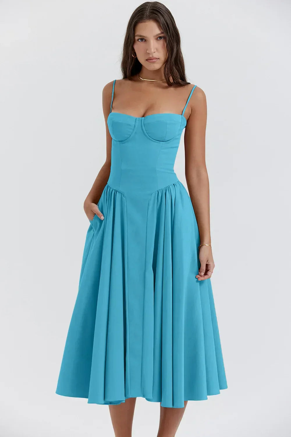 MAYA – Chic Corsagen-Midi-Sommerkleid für besondere Anlässe