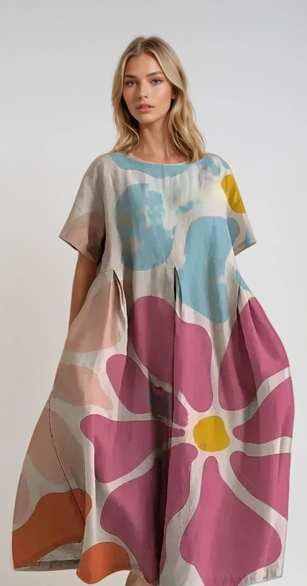 LEILA – Floral Boho Maxikleid mit V-Ausschnitt und Rüschen