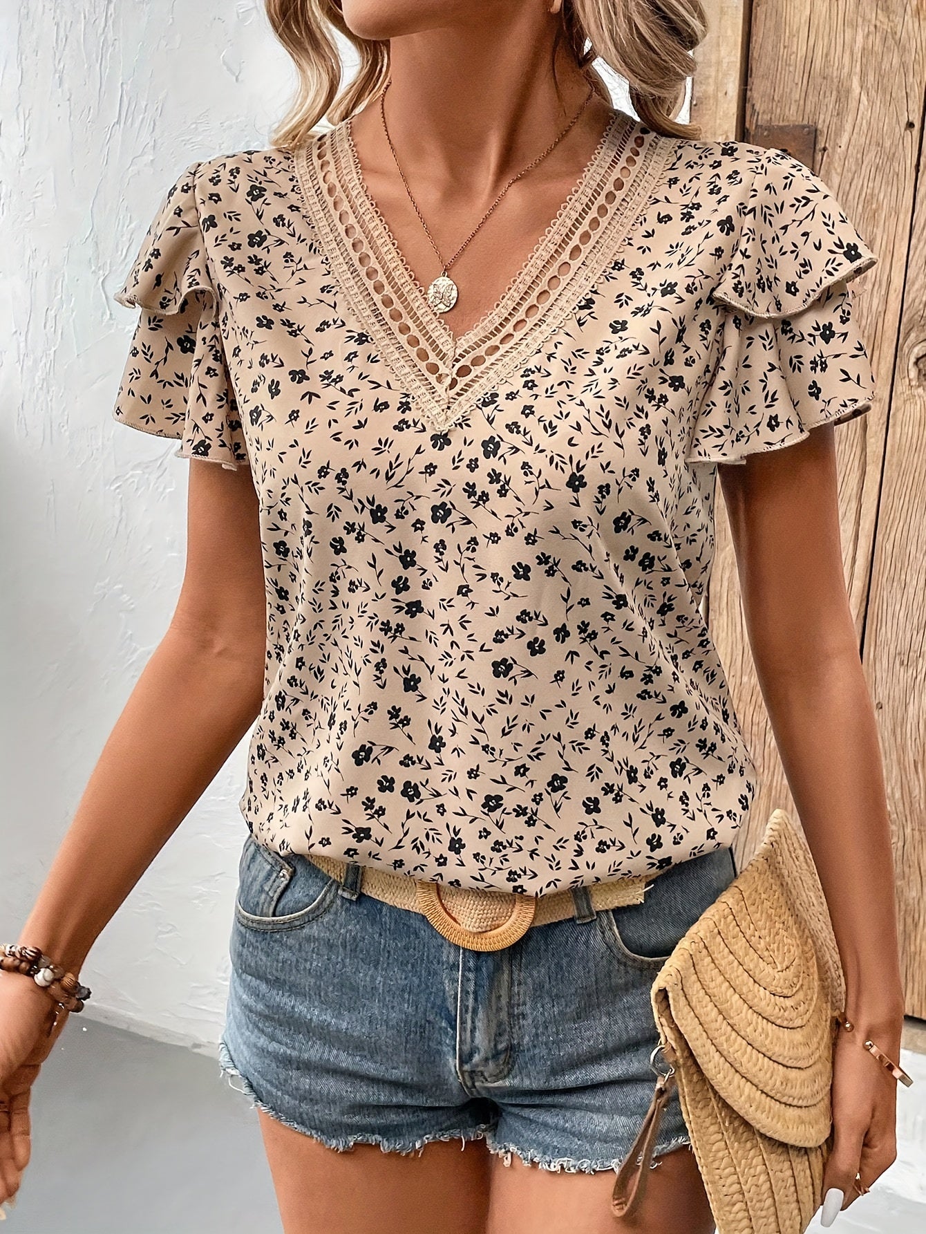 Beige Floral Blouse