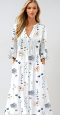LENA – Floral Midi Kleid aus Baumwollmischung