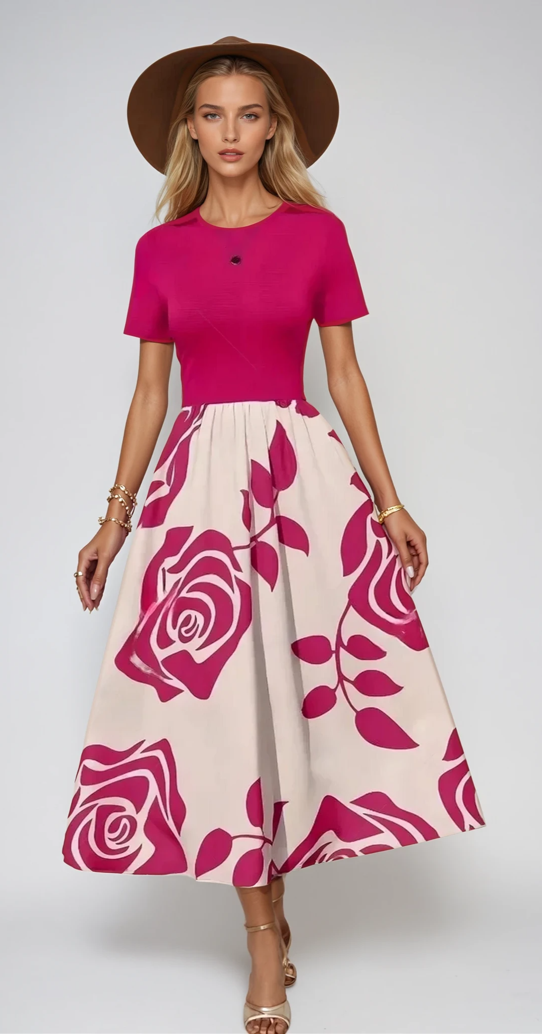 ROSE – Sommerkleid mit Rundhalsausschnitt und Blumenmuster