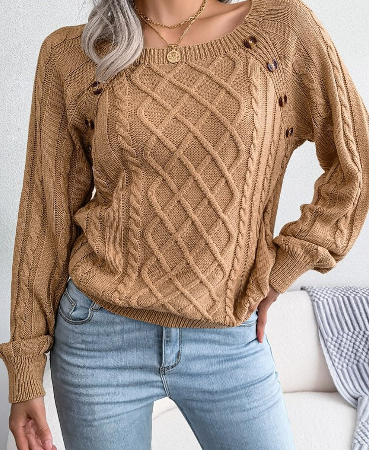 Jacky - Eleganter gehäkelter Pullover mit Rundhalsausschnitt