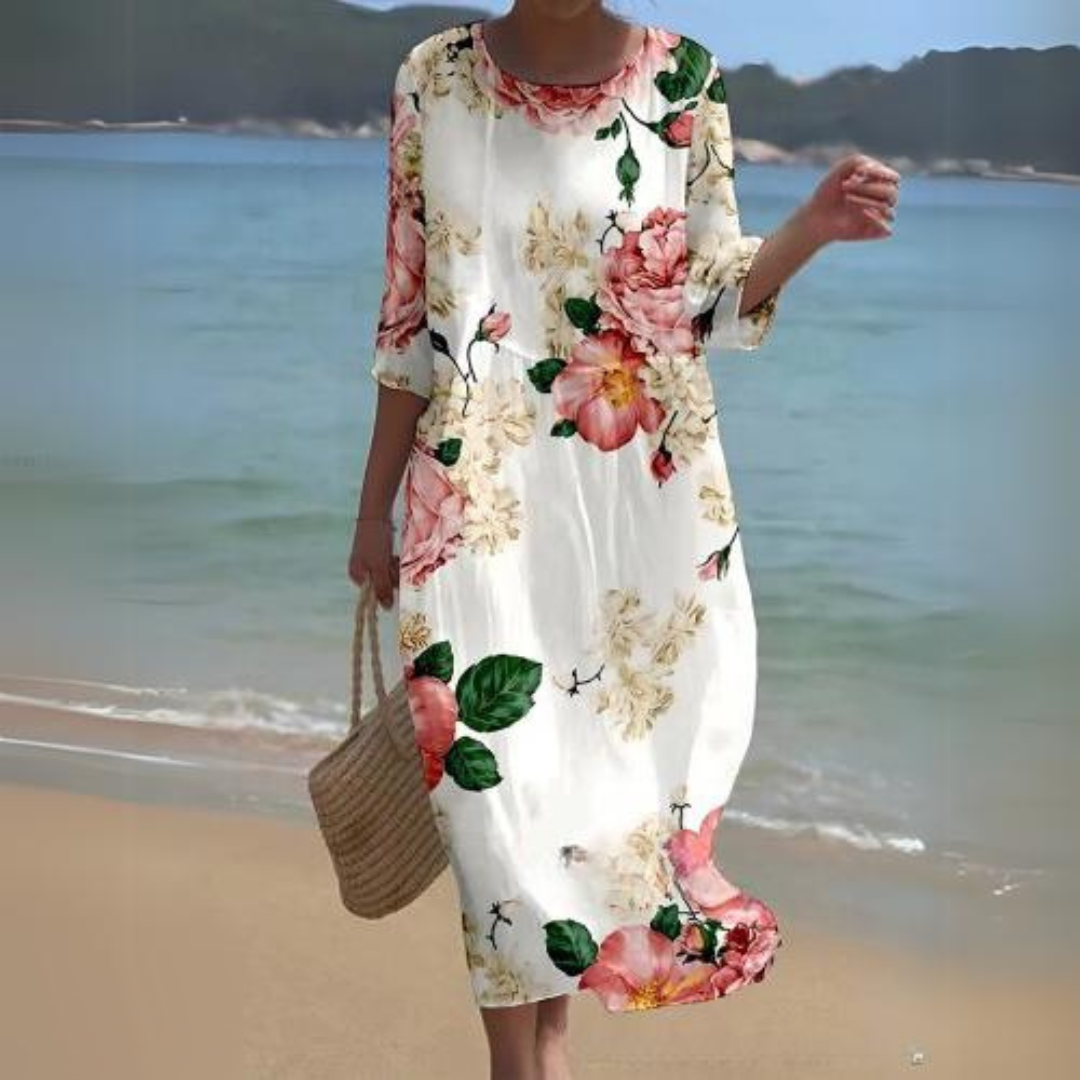 ARIA – Zeitloses Elegantes Midikleid mit Taillengürtel