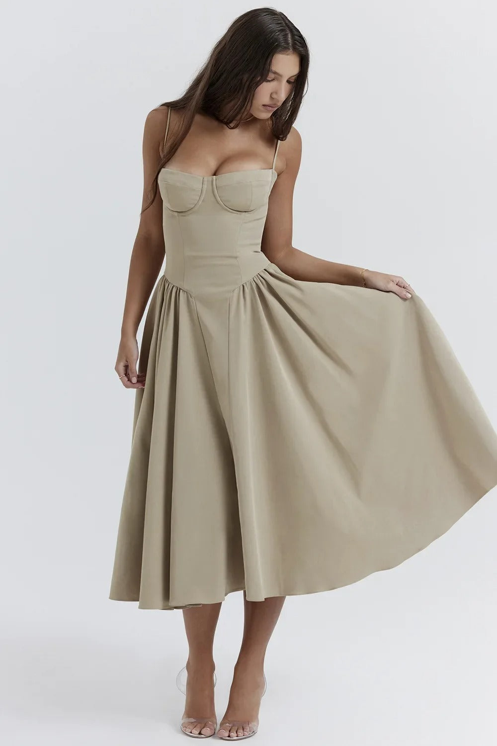 MAYA – Chic Corsagen-Midi-Sommerkleid für besondere Anlässe