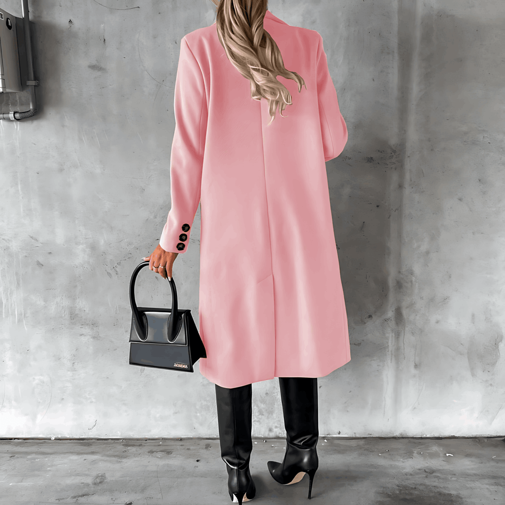 Alta – Lange elegante Smart-Casual-Jacke mit Knöpfen und hohem Kragen