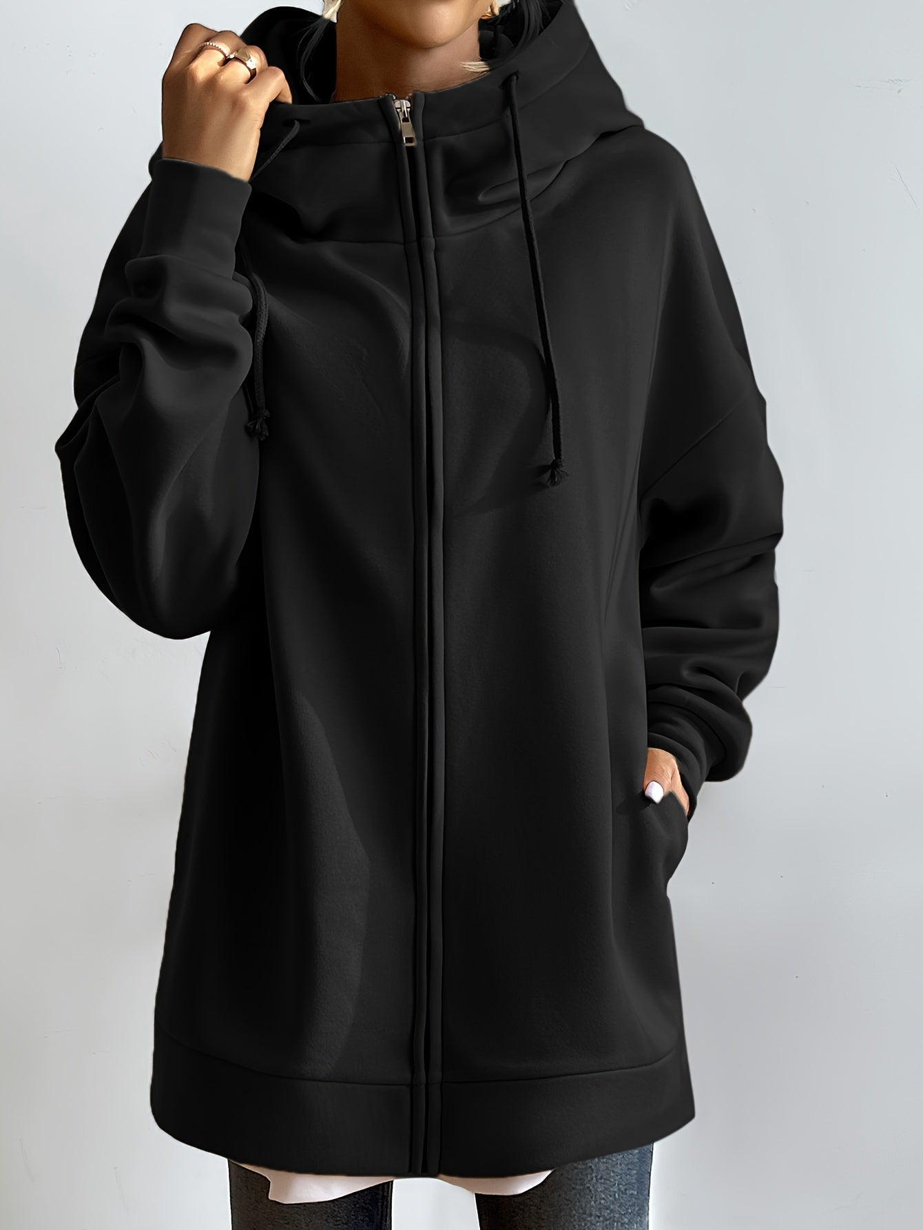 Desiree - Extrem komfortabler langer Zip-up Fleece Kapuzenpulli Hoodie