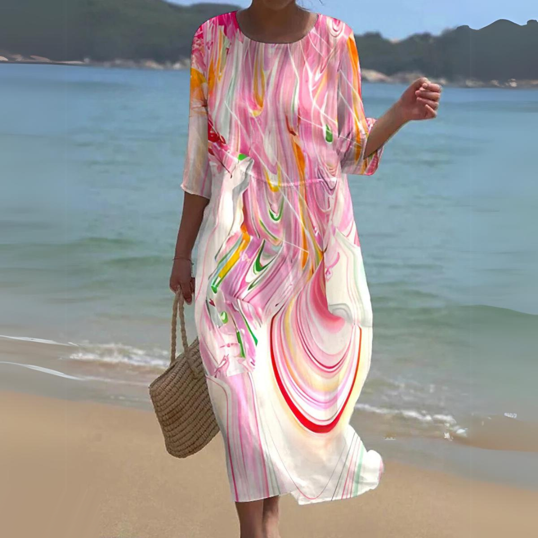 ARIA – Zeitloses Elegantes Midikleid mit Taillengürtel